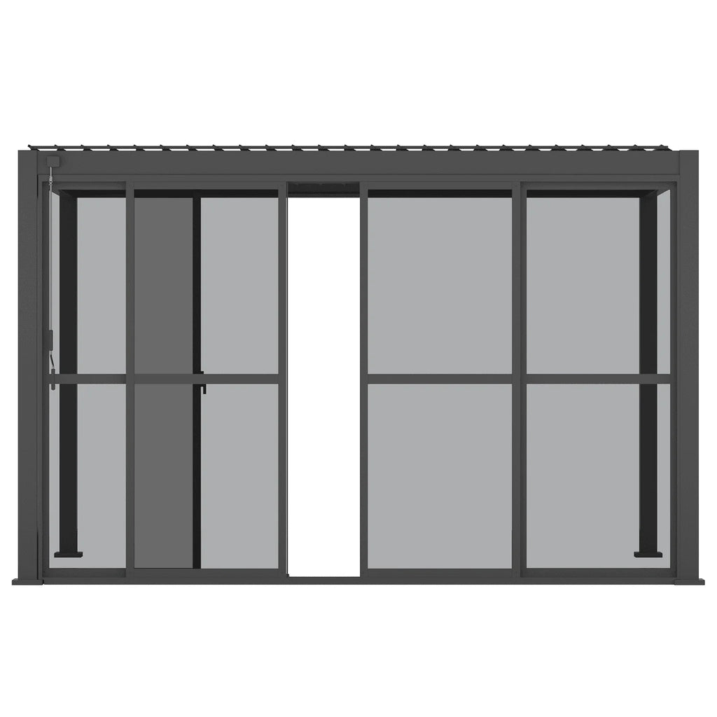 Mirador 111S Outdoor Pergola Aluminum Sliding Louver Door 13' Side, 4 Panels, Dark Grey(Not Pergola)