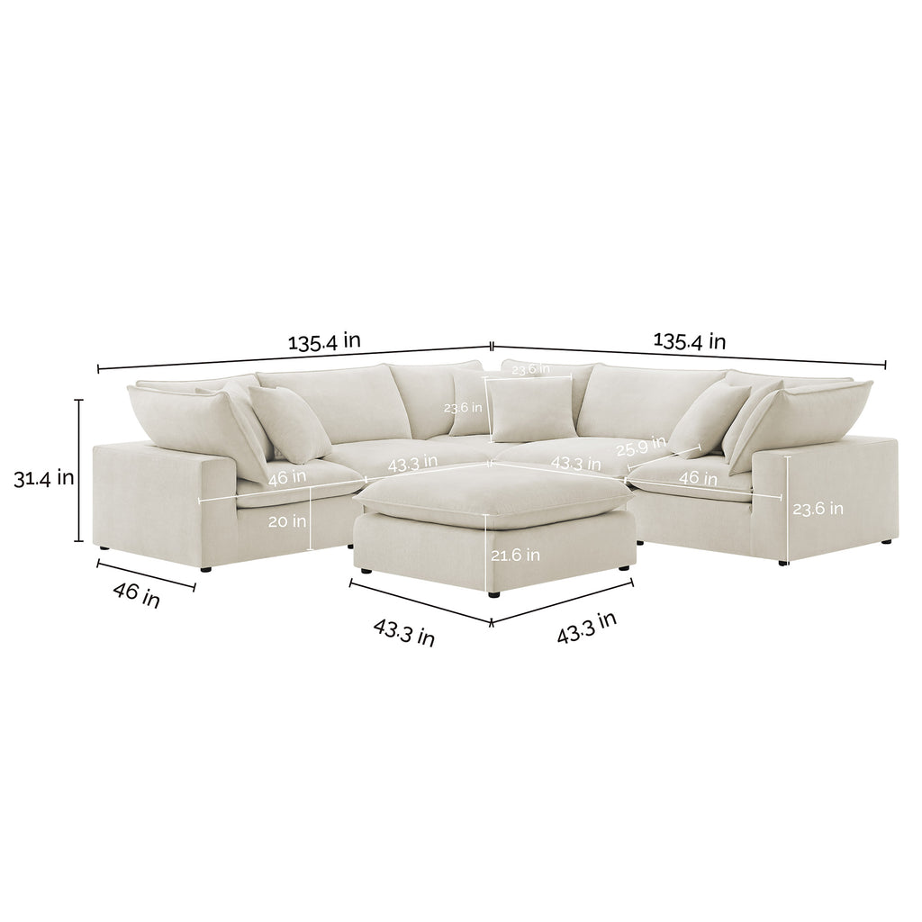 Sereen 6-piece Fabric Modular Sectional, Cream