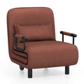 Costway 3-in-1 Convertible Sofa Bed with 5-Position Adjustable Backrest & Lumbar Pillow Brown