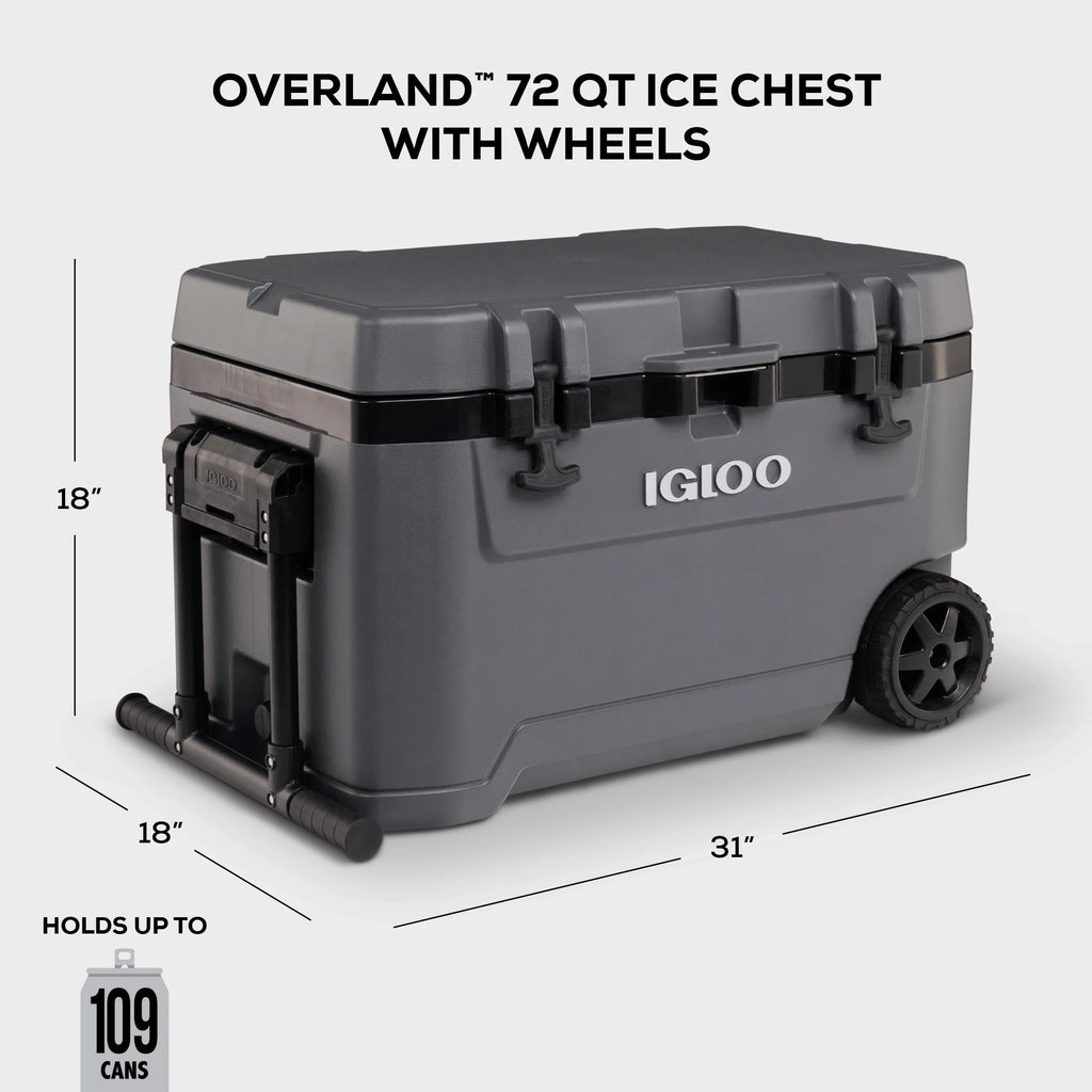 Igloo 72 QT Overland Ice Chest Cooler with Wheels, White