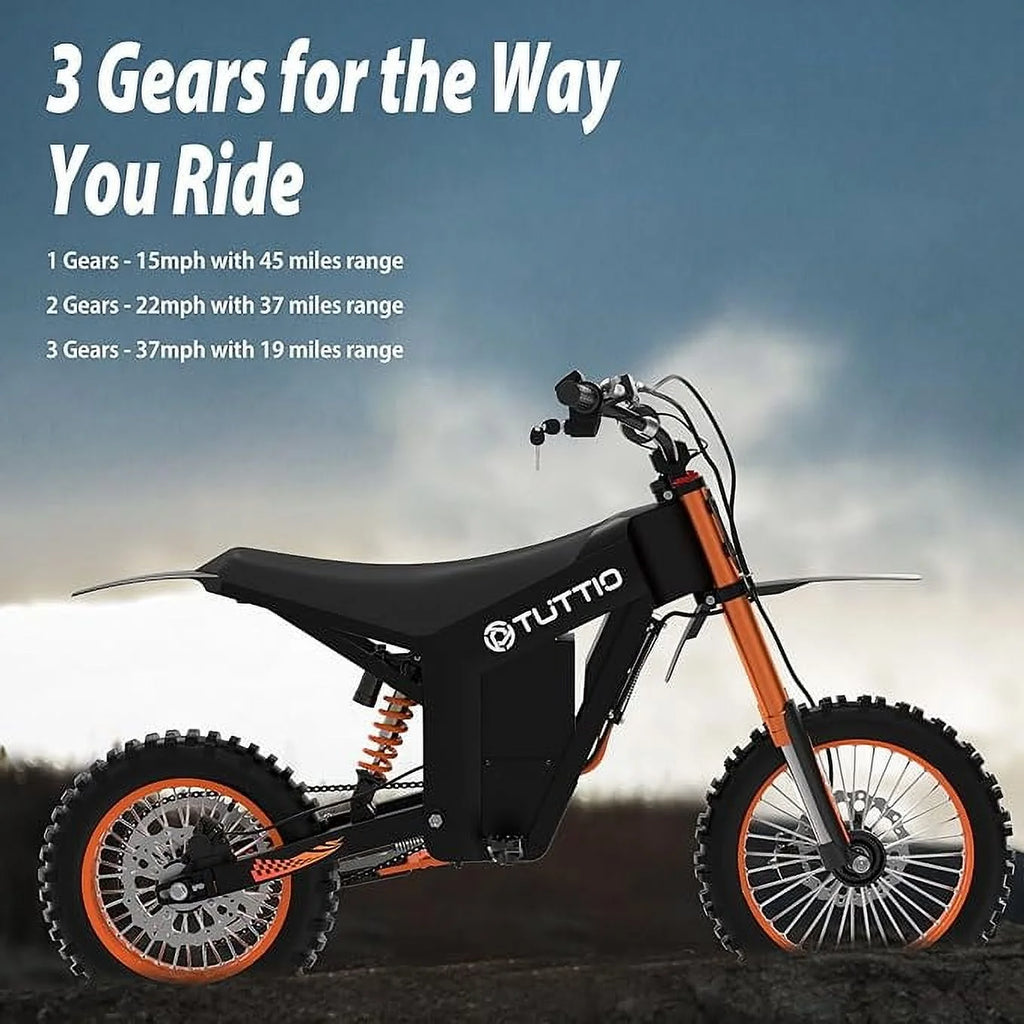 TUTTIO Soleil01 Electric Dirt Bike for Adults,2000W Motor,48V 21Ah Battery, 200N.m High Torque,Max 37Mph,All Terrain Motorized Dirt Bikes