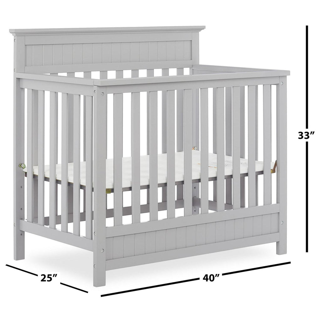 Dream On Me Harbor 4-in-1 Convertible Mini Crib in Pebble Grey. Greenguard Gold Certified