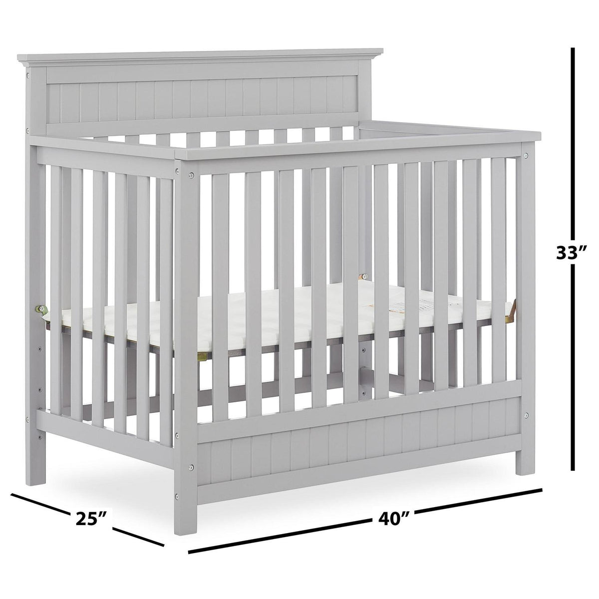 Dream On Me Harbor 4-in-1 Convertible Mini Crib in Pebble Grey. Greenguard Gold Certified
