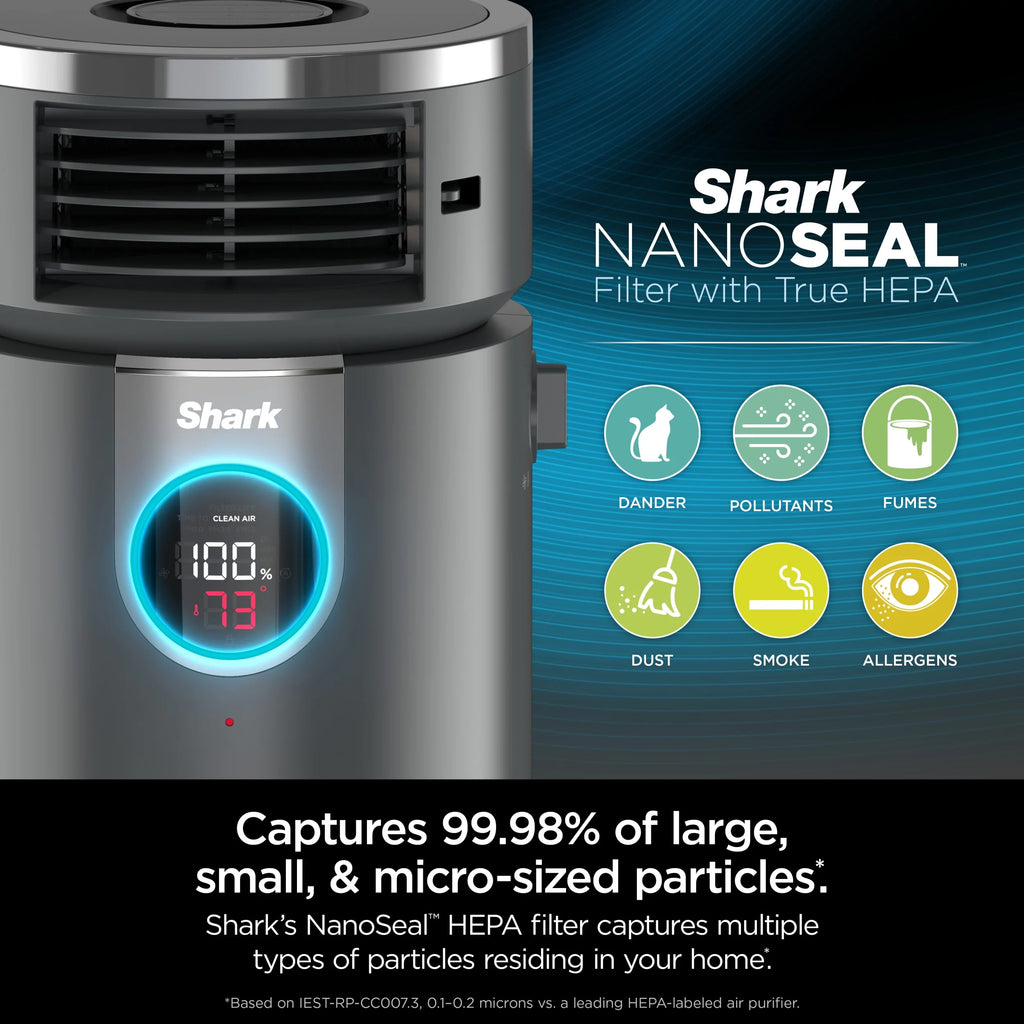 Open Box Shark - 3-in-1 Air Purifier, Heater & Fan with NanoSeal HEPA, Cleansense IQ, Odor Lock, for 500 Sq. Ft - Grey HC452