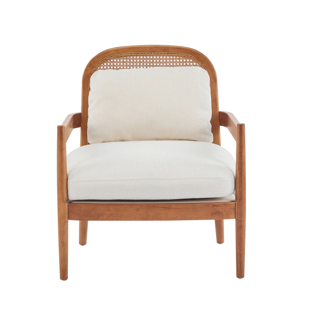 Christopher Knight Home Mid-Century Modern Accent Chairs, Wood Frame with Rattan Backrest, Grayish Green, Set of 2