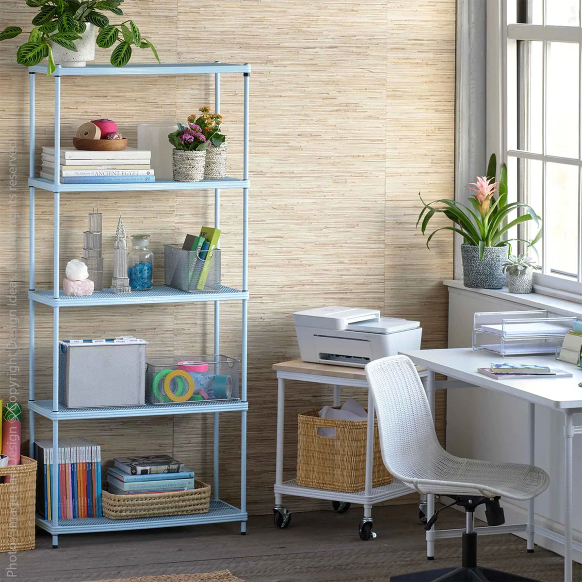 Design Ideas MeshWorks 5 Tier Steel Storage Shelving Unit Bookshelf, Green