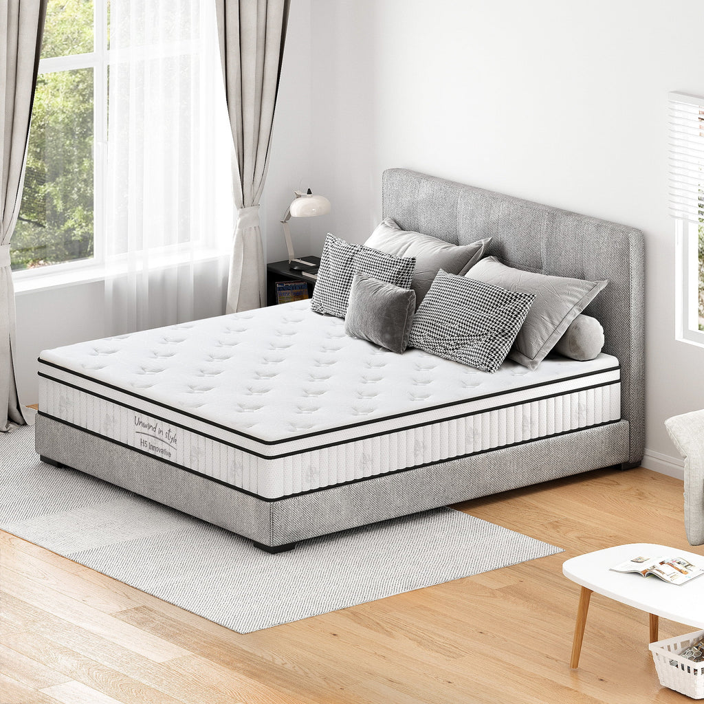 12 Inch Hybrid Queen Mattress - Medium Firm Support, Pocket Coils & Pressure Relief, Hypoallergenic Bed-in-a-Box
