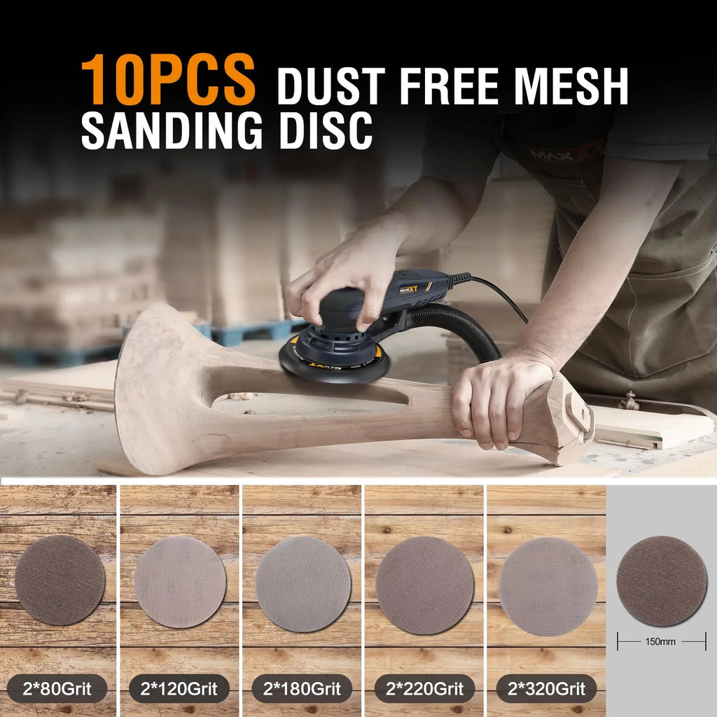 Electric 5mm Random Orbital Sander with Tool Case, Variable Speed Palm Sander with Brushless Motor, 5&6Inch Sanding Pads, Sanders for Woodworking, Primary Wood and Panel Processing