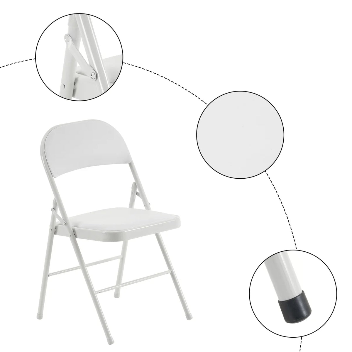 4 Pack Folding Chairs, Cushioned Padded Seat, Wedding Chairs with Metal Frame for Home, Office, Party Use, Light  Brown