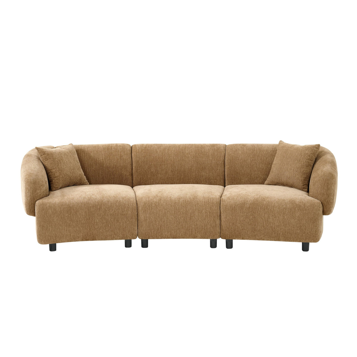 Christopher Knight Home 98.5" Curved Contemporary 3-Seat Sofa with Upholstered Plush Seating, Beige