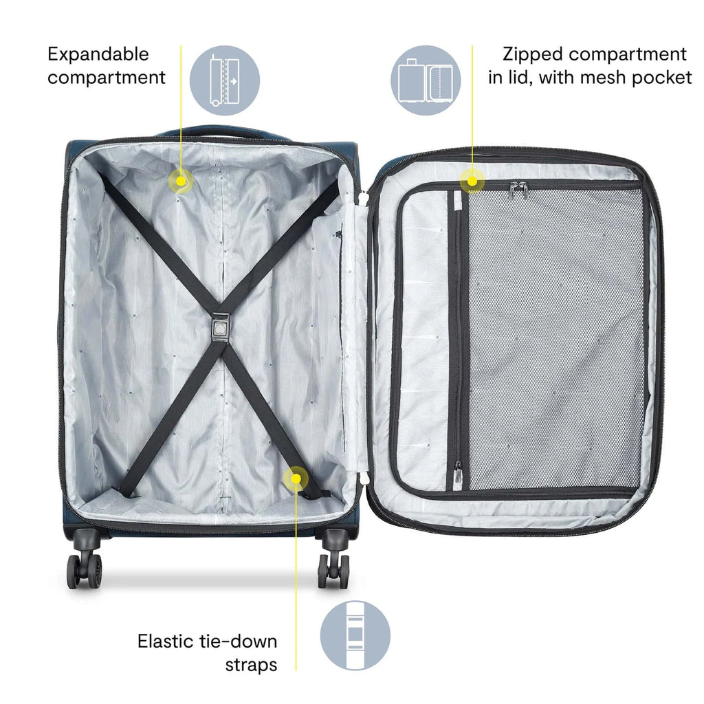 DELSEY PARIS Sky Max 2.0, 2 Piece Softside Luggage Set includes 24" Checked Luggage and a Carry-On Duffel Bag, Blue