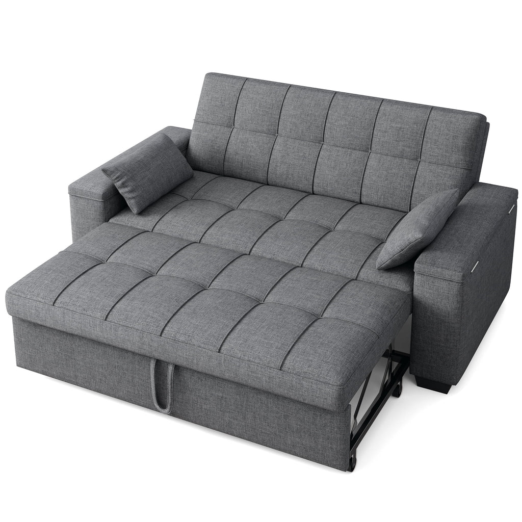 Sofa Bed, Lofka 3-in-1 Convertible Sleeper Sofa with Storage, Adjustable Backrest & Pull Out Function - Sleeper Chair for Small Space, Apartment, Dark Grey
