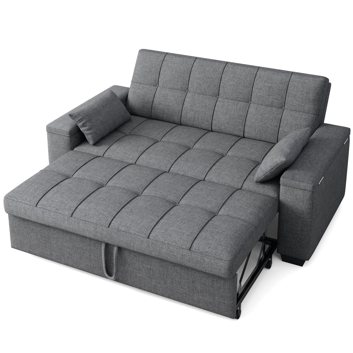 Sofa Bed, Lofka 3-in-1 Convertible Sleeper Sofa with Storage, Adjustable Backrest & Pull Out Function - Sleeper Chair for Small Space, Apartment, Dark Grey