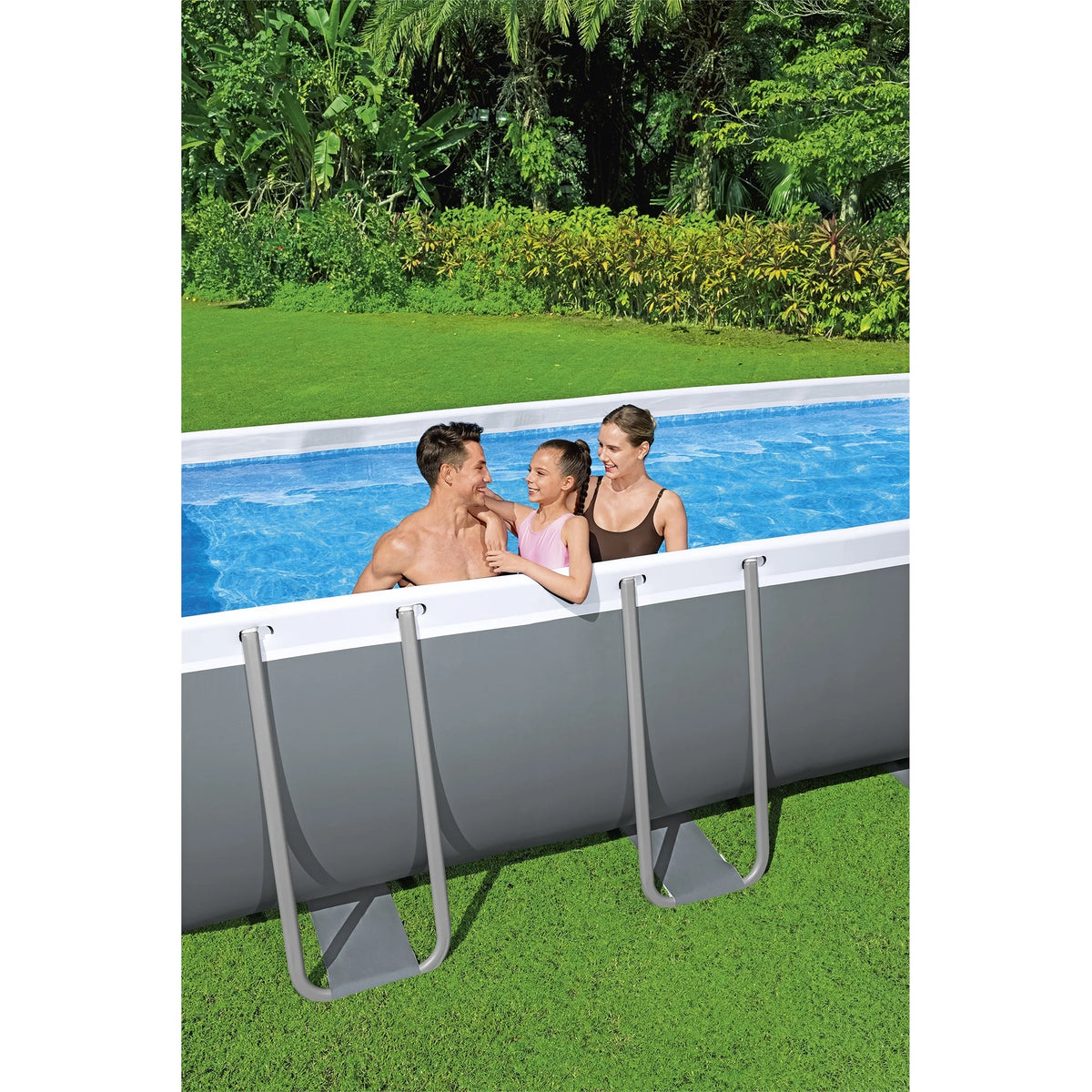 Bestway 24' x 12' x 52" Rectangular Frame Above Ground Swimming Pool Set