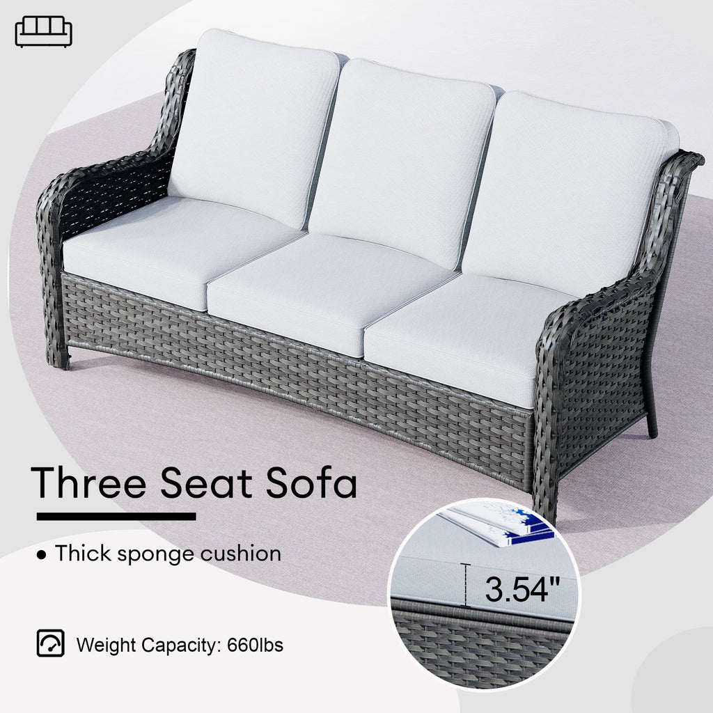 Ovios 8-Piece Wicker Outdoor Sectional Patio Set with Swivel Chairs and Loveseat, Gray