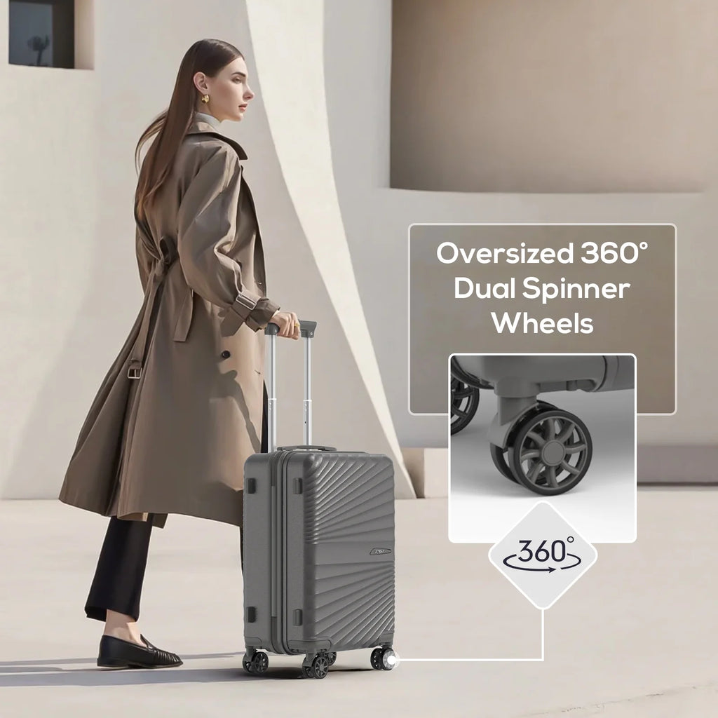 Joyway 6-Piece Hardside Luggage Set with Spinner Wheels and TSA Lock, Lightweight Carry-On Luggage Set for School, Travel, Weekend (Black)