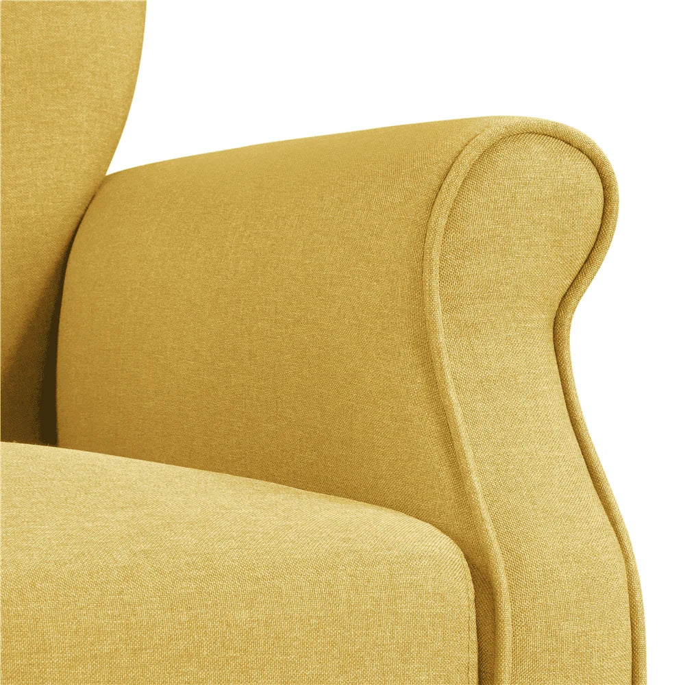 Topeakmart Modern Upholstered Accent Chair Roll Arm Single Sofa with Wooden Leg, Yellow