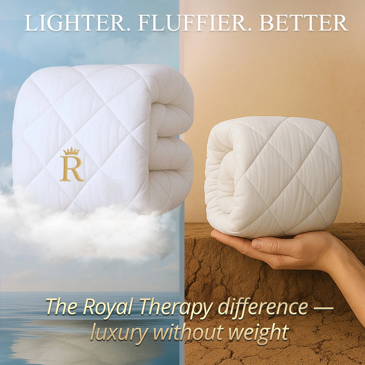 Royal Therapy Queen Size Comforter �C White Comforter, Down Alternative Bed Comforter, Fluffy Duvet Insert, Cool And Comfortable