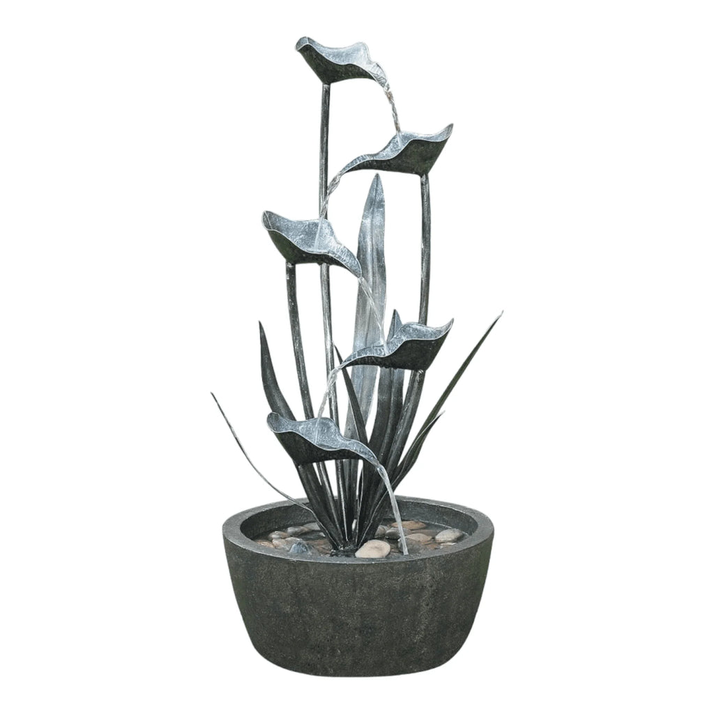 Hi-Line Gifts 35.5" Gray and Brown Outdoor Garden Plant Fountain