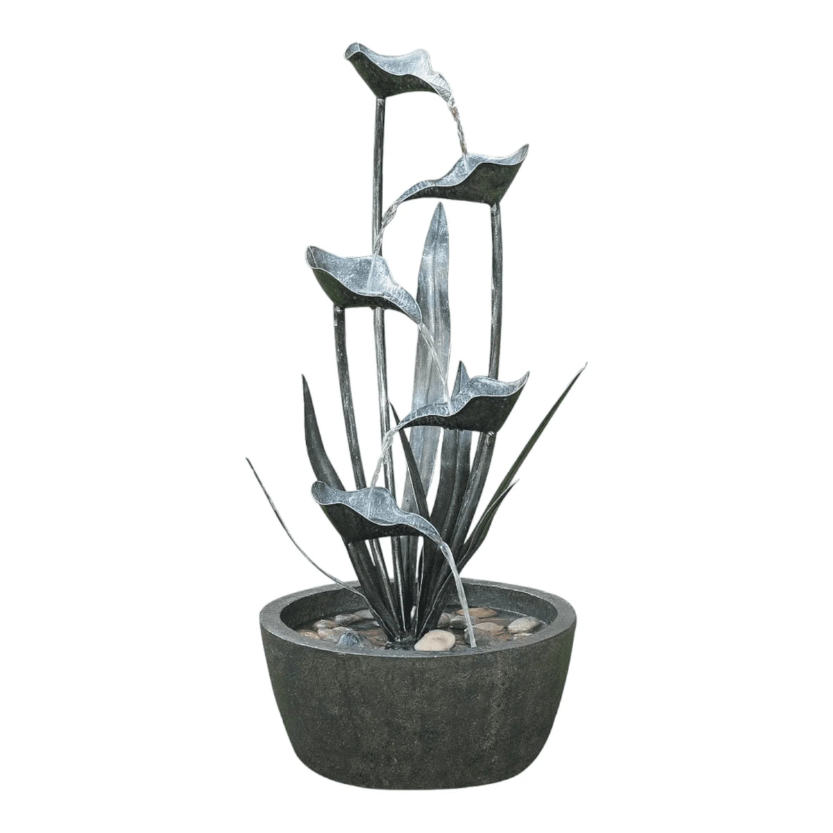 Hi-Line Gifts 35.5" Gray and Brown Outdoor Garden Plant Fountain