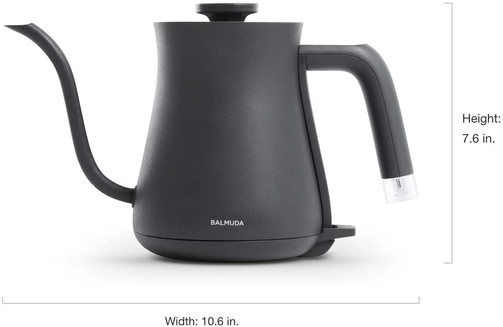 BALMUDA The Kettle | Electric Gooseneck Kettle | Lightweight | Stainless Steel | 0.6L (20fl oz) Capacity | Neon Light Indicator | Perfect for Tea and Coffee | US Version | Black