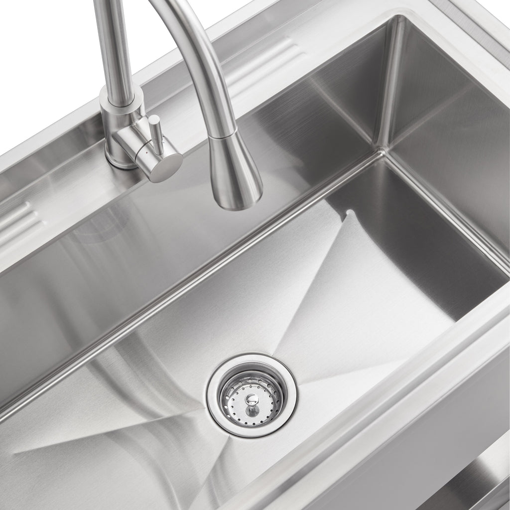 TRINITY 30' x 14' Basin Stainless Steel Utility Sink with Pull-down Faucet