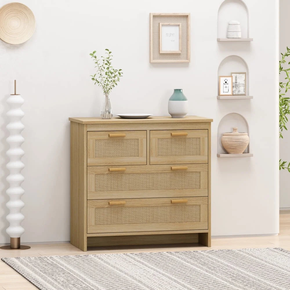 Tcbosik 4-Drawers Dresser, 31.5" Storage Chest of Drawers for Bedroom, Easy to Assemble, Natural
