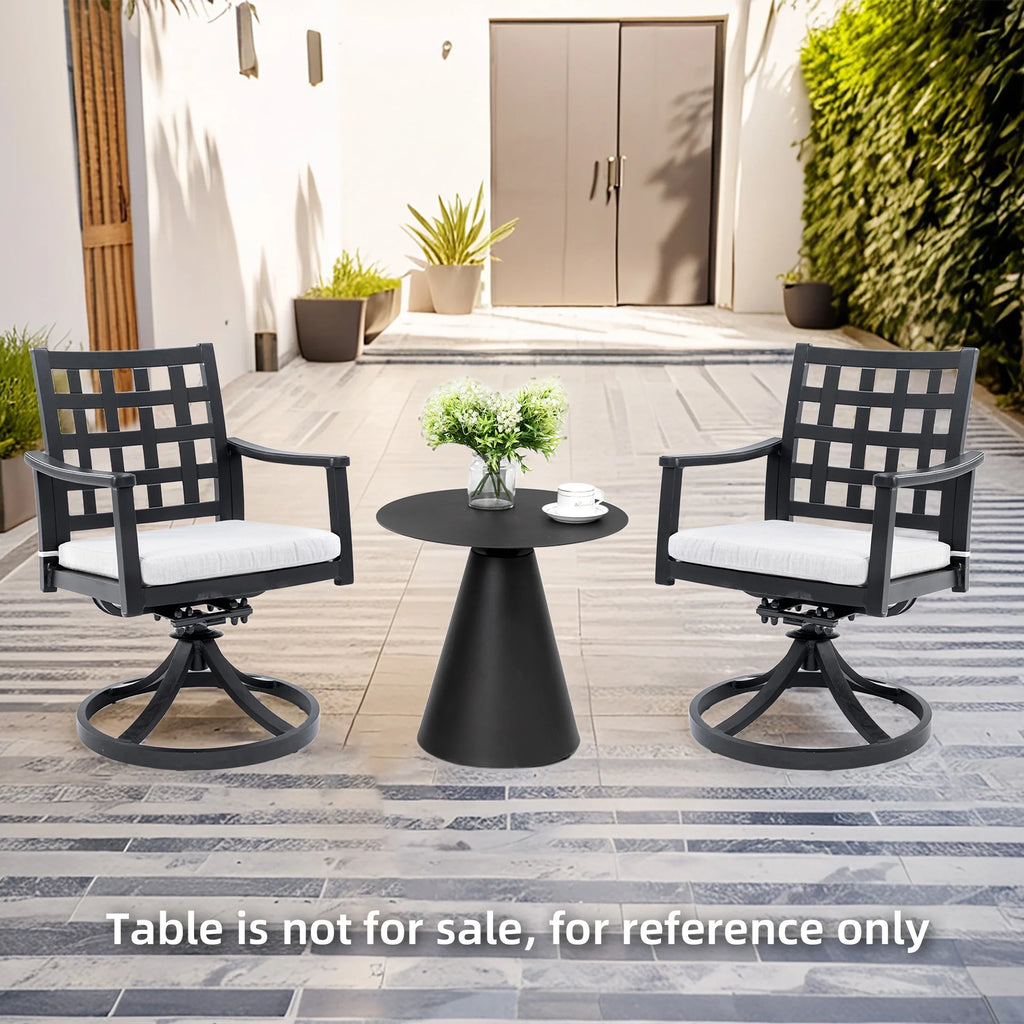 Outdoor Patio K/D Aluminum Stationary Dining Chairs 2PCS with Outdoor-grade Sunbrella Fabric Cushions, Branch-Like Backrest ,FSC-Certified Wood Armrests, Bourbon Brown