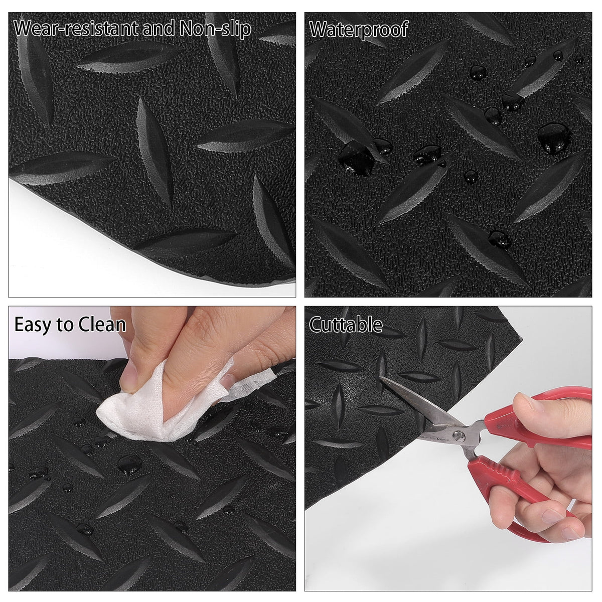 Heavy Duty Garage Flooring Mat Roll 2.5MM Thick Anti-Slip Trailer Floor Covering Raised Mat