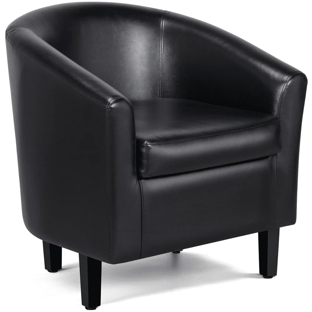 Yaheetech Faux Leather Accent Arm Chair For Living Room, Black
