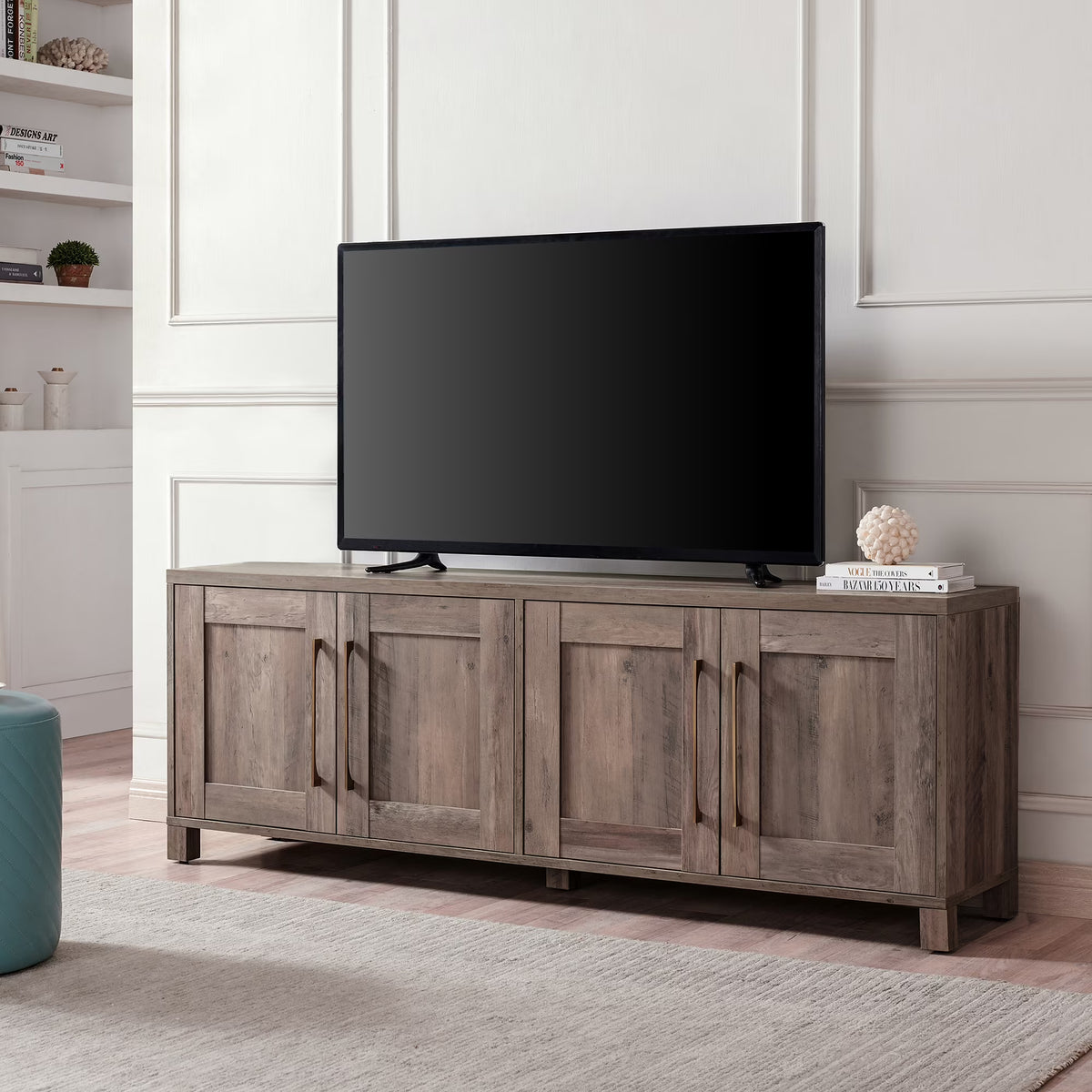 Evelyn&Zoe Chabot Rectangular TV Stand for TV's up to 75", Alder Brown