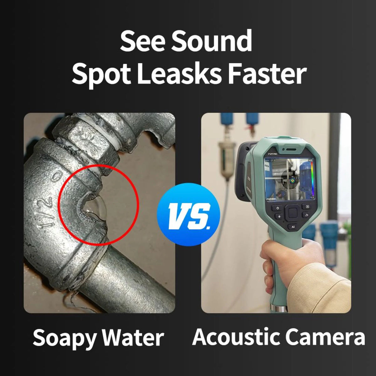 FOTRIC TD2 Acoustic Imager,64 MEMS Digital Microphones,Industrial Acoustic Imaging Camera,Compressed Air Leak Detection,66���52��FOV,13 Megapixel,2~100kHz Frequency Range, 3.5" Touch Screen
