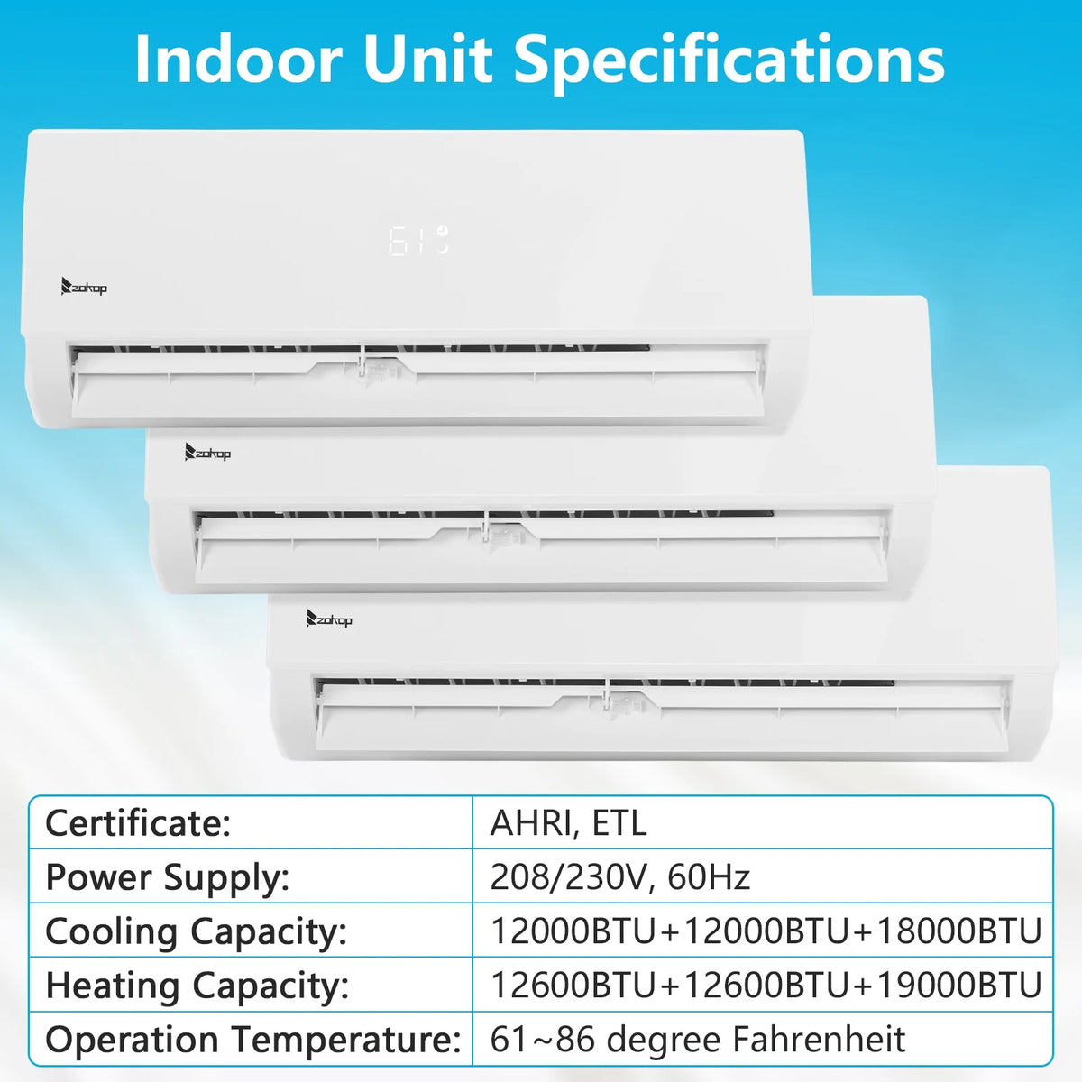 Ktaxon 2 Zone 9000 + 9000 BTU WIFI Mini Split AC/Heating System, 19 SEER2 Dual Zone 18000 BTU Ductless Split Air Conditioner with Pre-Charged Condenser, Heat Pump & 25Ft Installation Kit, 208-230V