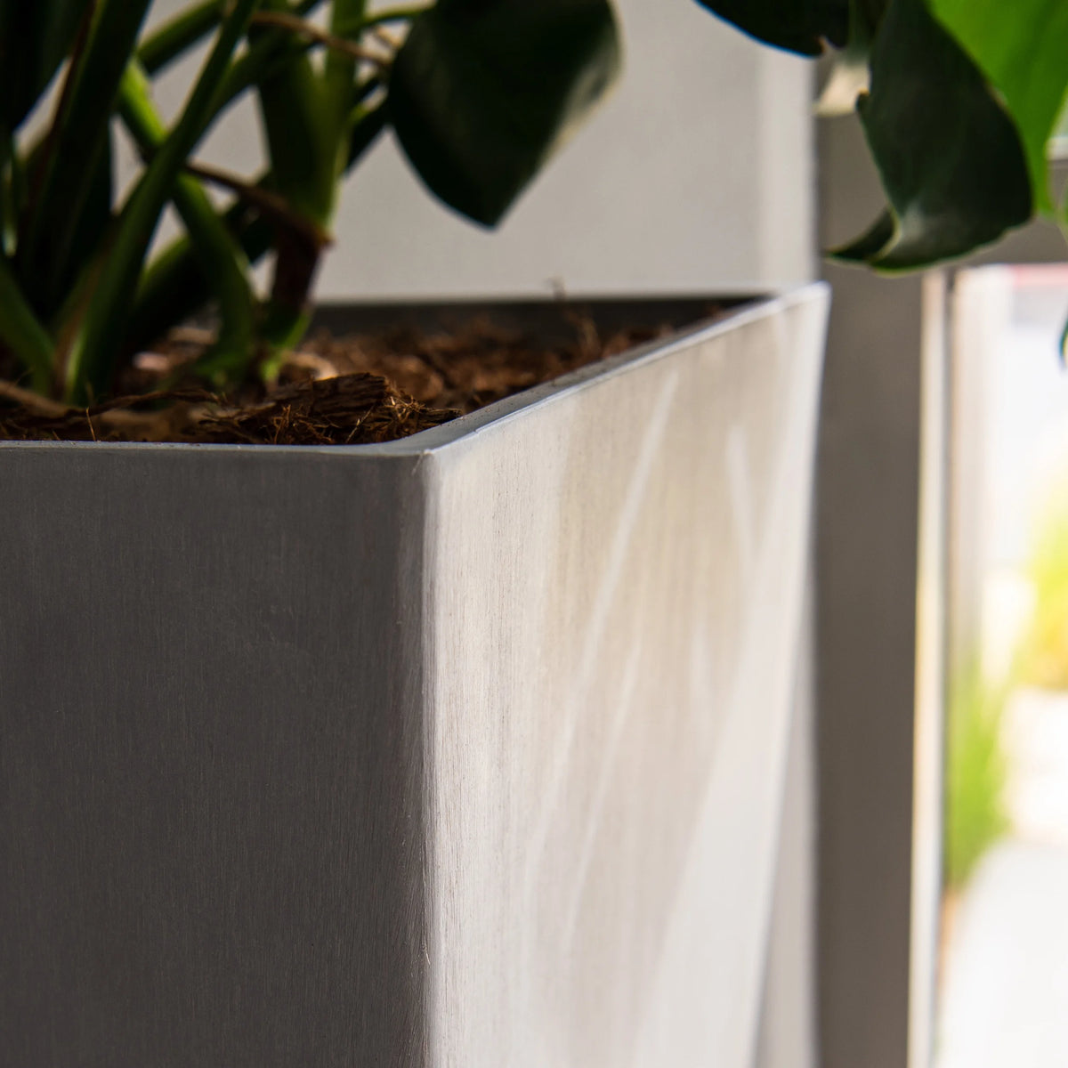 XBrand Modern 30-Inch Tall Square Planter, Modern Tapered Planter Perfect for Indoor & Outdoor Planter, Patio Décor, Black