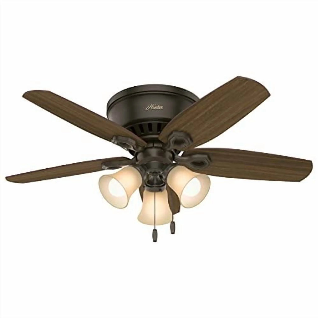 Hunter Fan Company, 51092, 42 inch Builder Brushed Nickel Low Profile Ceiling Fan with LED Light Kit and Pull Chain