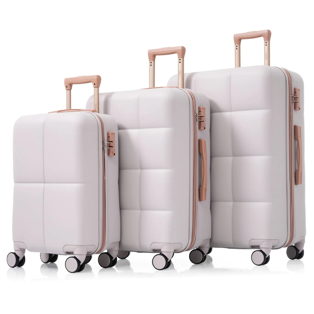 3 Piece Luggage Set , 20/24/28 inches Suitcase Set , ABS Hardshell Expandable Luggage Sets with TSA Lock,20-inch with USB Port, Carry On Luggage for Men Women, Pink