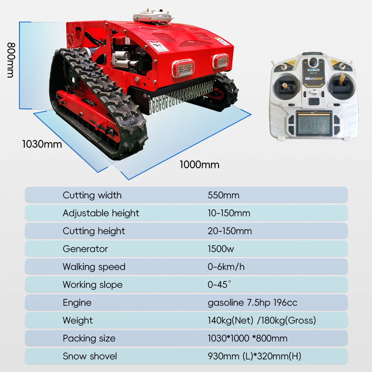 Automatic Remote Control Lawn Mower,   55 cm/ 21.6 inch Mowing Width RC Mower  45�� Climbing  Crawler Mower with EPA Loncin Engine, Wireless Grass Cutting Machine for Yard, Garden, Orchard, Grassland