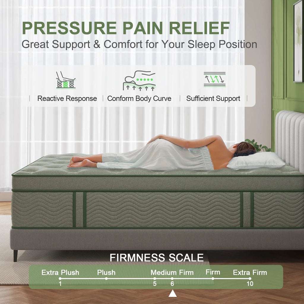 Viscountess 14inch Queen Mattress with Gel Memory Foam Medium Firm Euro Top Hybrid Mattress Queen Size in a Box,Adult