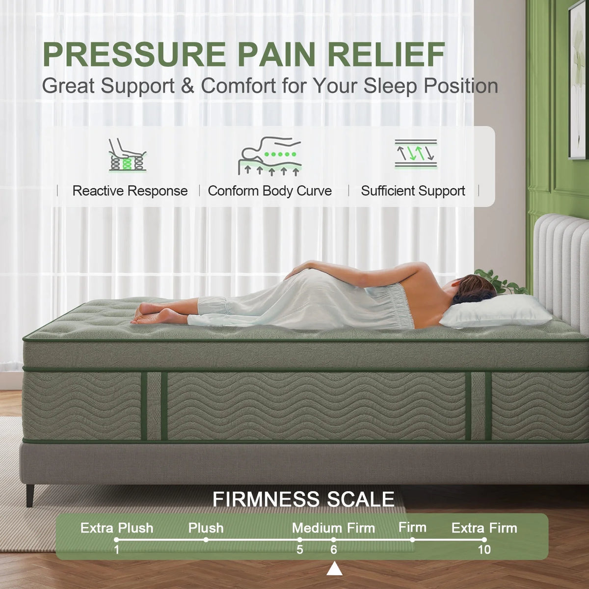 Viscountess 14inch Queen Mattress with Gel Memory Foam Medium Firm Euro Top Hybrid Mattress Queen Size in a Box,Adult
