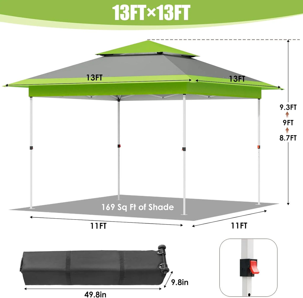 Pirecart 12' x 12' Pop-up Canopy Tent Waterproof Outdoor Gazebo Shelter with Wheeled Bag, Instand Canopy , White