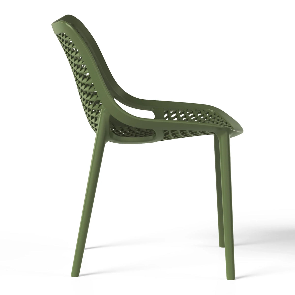 WestinTrends Playa 3-Piece Outdoor Round Metal Dining Table Set And Stackable Resin Patio Dining Side Chairs, Olive Green
