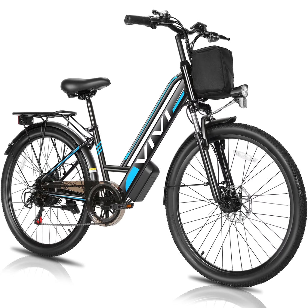 Vivi Electric Bike 26" City Commuter Electric Bike 48V 500W Step-Through Electric Bike 19.8MPH Electric Cruiser Bike Beach Bike with Cruise Control, UL2849 Certified