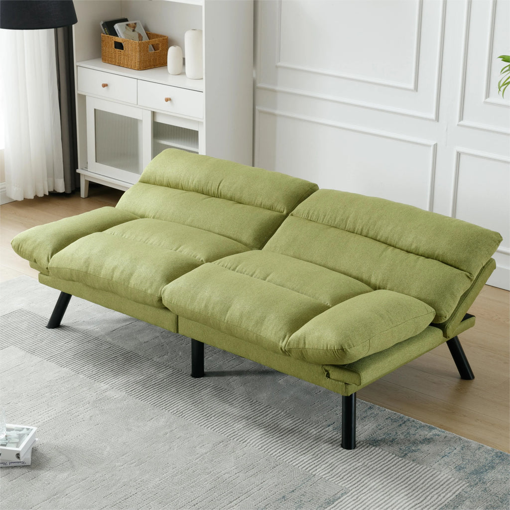 Memory Foam Futon,Convertible Futon Sofa Bed with Adjustable Armrests,Upholstered Futon Couch Sleeper Sofa for Compact Small Space,Rose Red
