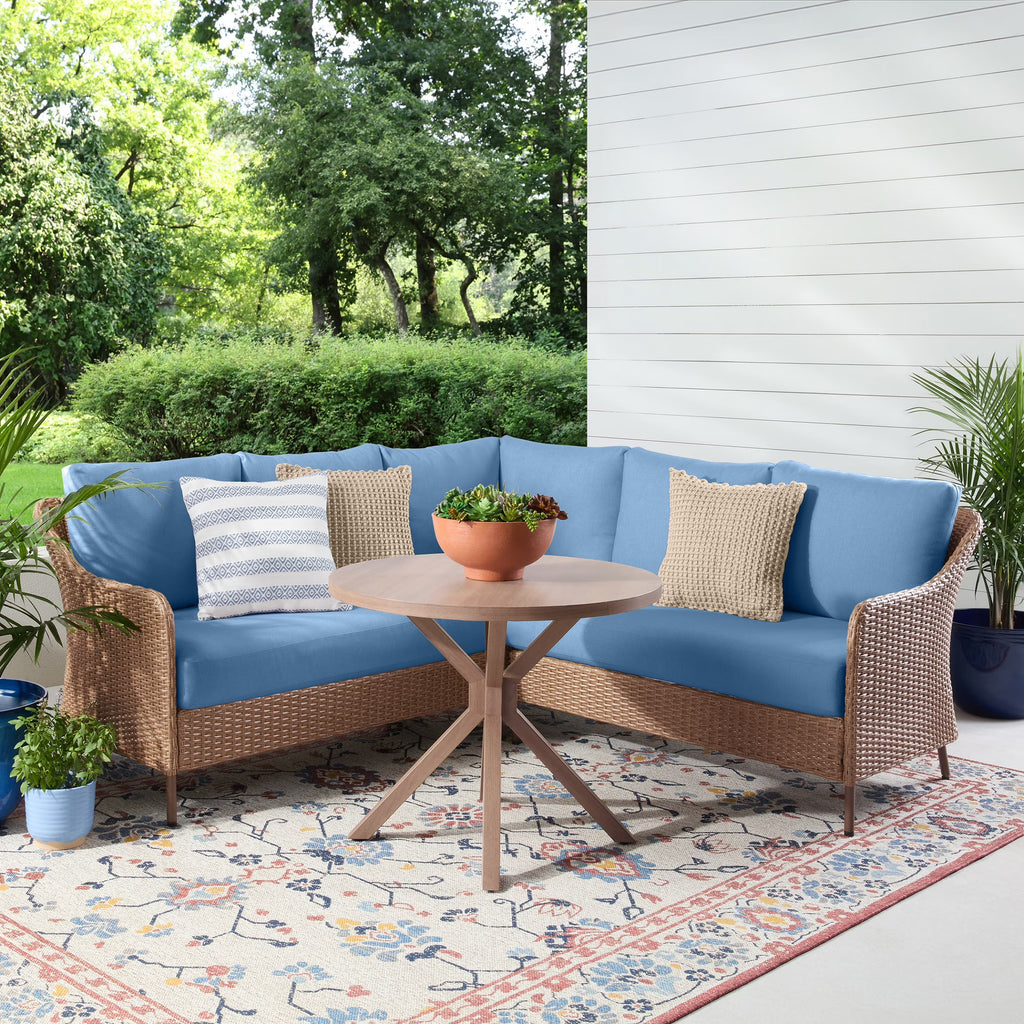 Mainstays Chelsea Outdoor Patio 4-Pieces Sectional Dining Set, Blue