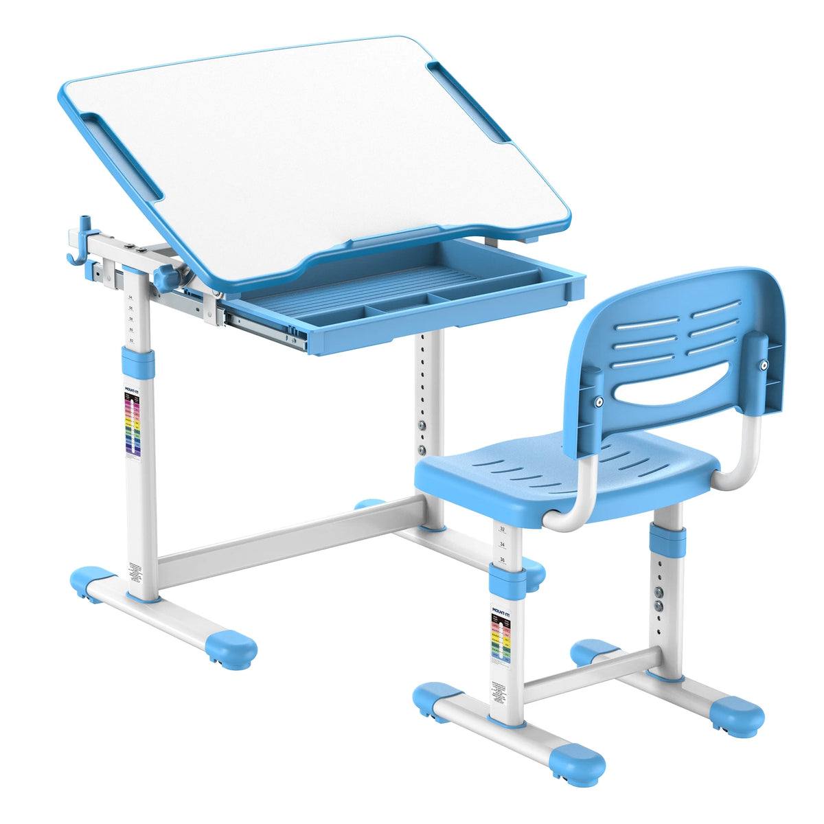 Mount-It! Kids Desk and Chair Set, Blue