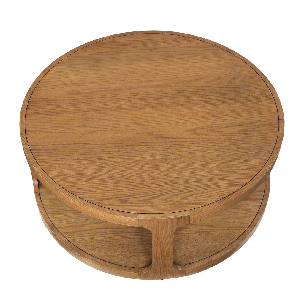 My Texas House Haven Round Coffee Table with Warm Brown Finish