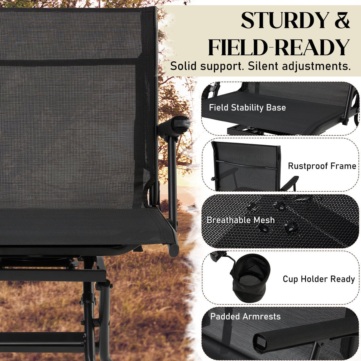 Danrelax 360�� Silent Camo Hunting Blind Chair, Armrests, Side Pouch, Telescopic Legs