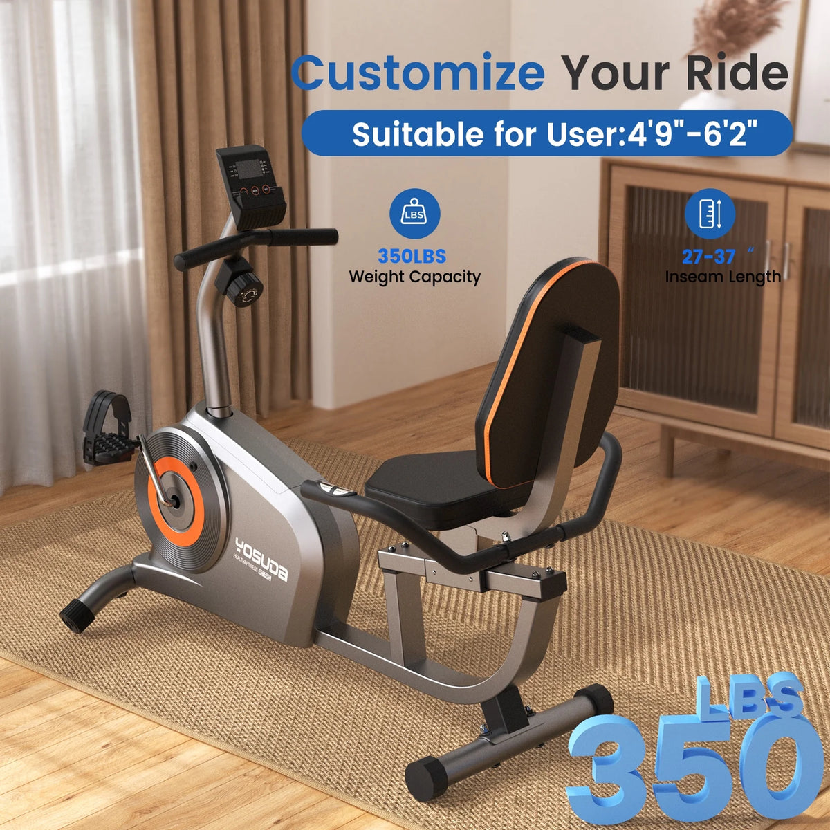Yosuda Recumbent Exercise Bike for Senior for Home with 350lbs Capacity