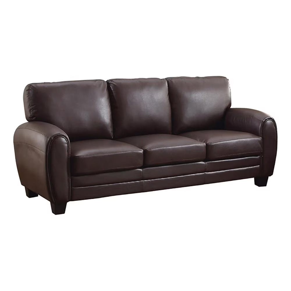Pemberly Row 19" Contemporary Faux Leather Upholstered Sofa in Black
