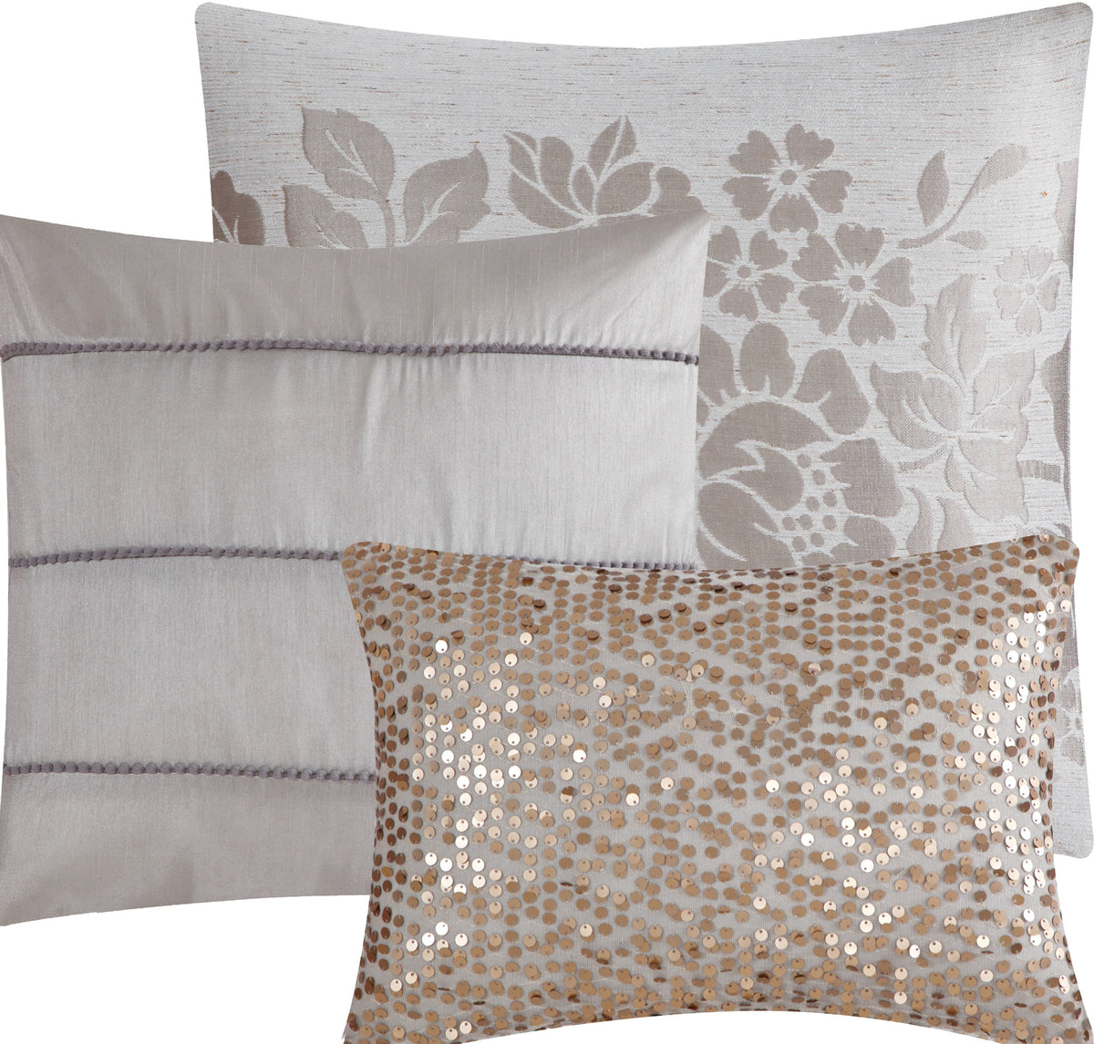 Lanco Smoke Grey Comforter Set California King Size, 9 Piece Jacquard Floral Bedding Set, All Season, Ultra-Soft, Matching Pillows & Shams, Bed Skirt